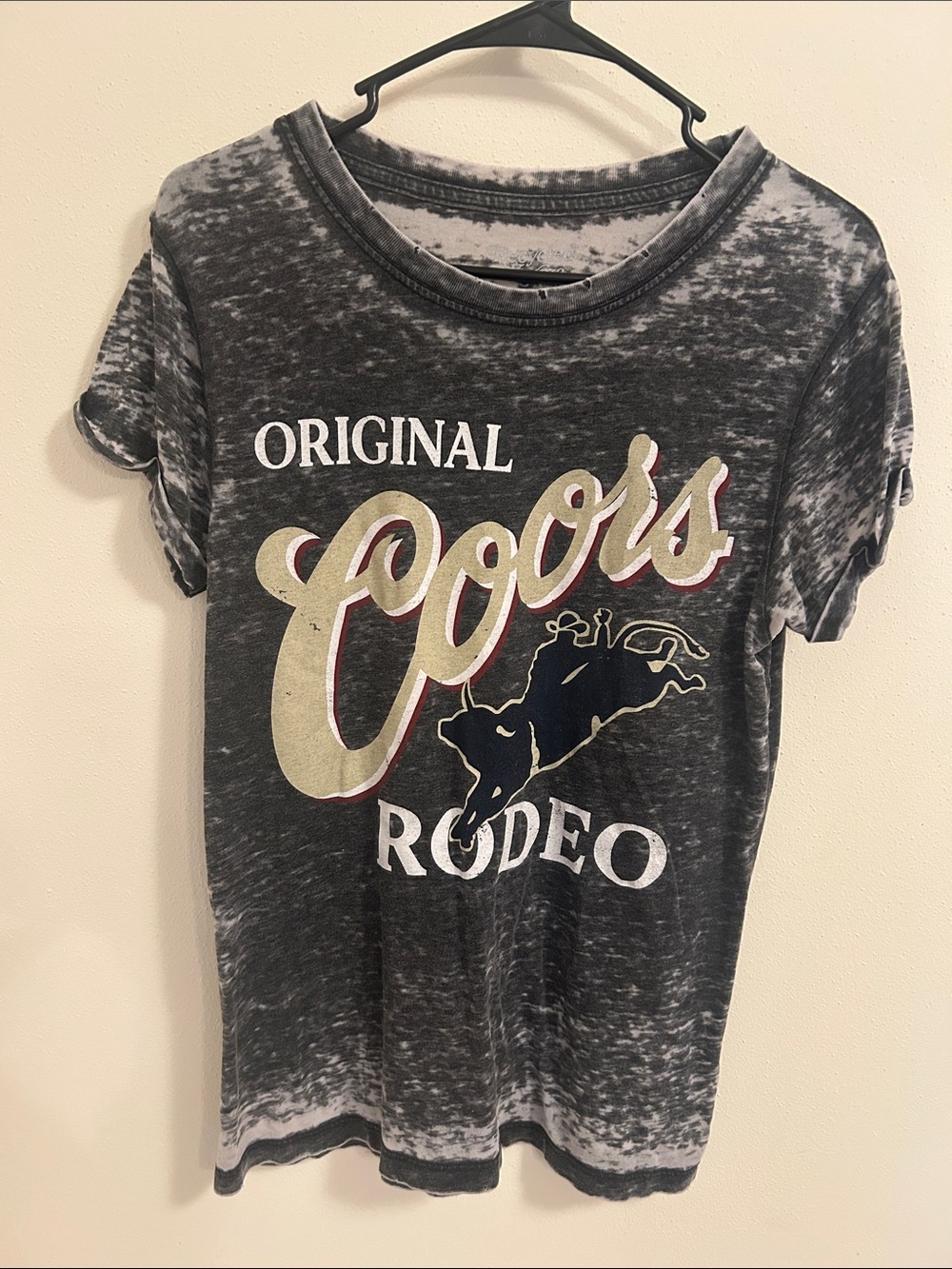 Recycled Karma Black Mineral-Wash 'Coors Rodeo' Graphic Tee